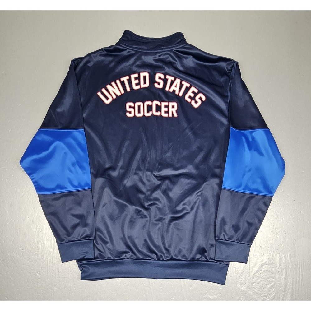 Team USA Soccer‎ Track Jacket Mens Large Blue Full Zip Back SpellOut World Cup